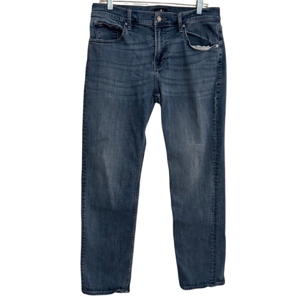 7 For All Mankind Austyn Jeans Mens Size 34 Blue Denim‎ Straight Leg Casual